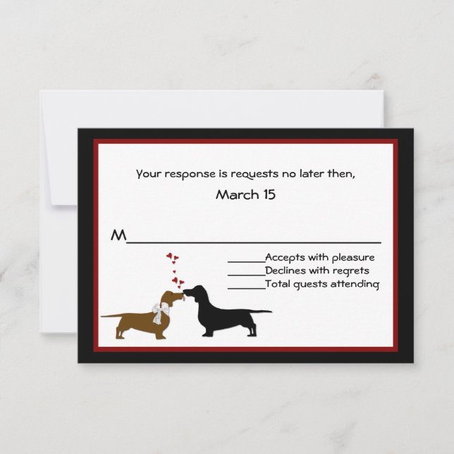 Whimsical Dachshunds Wedding RSVP Card (Front)