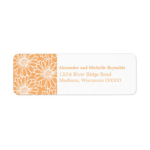 Whimsical Daisies Return Address Labels, Orange