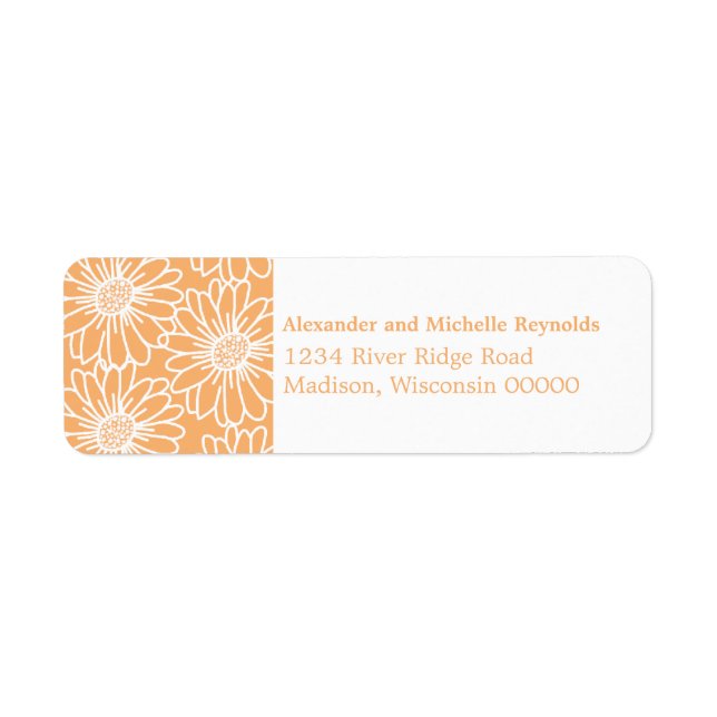 Whimsical Daisies Return Address Labels, Orange (Front)