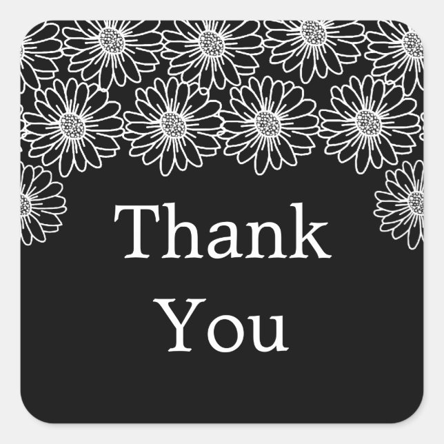 Whimsical Daisies Thank You Stickers (Front)