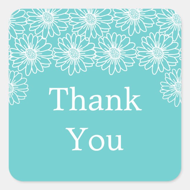 Whimsical Daisies Thank You Stickers (Front)