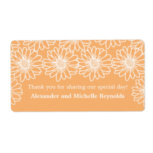 Whimsical Daisies Wedding Labels, Orange