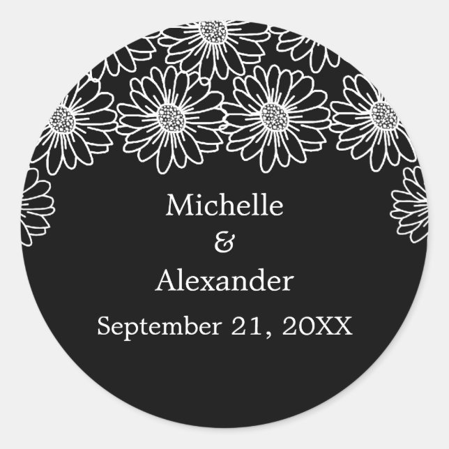 Whimsical Daisies Wedding Stickers (Front)