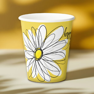 Whimsical Daisy - 40th or Custom Birthday Party  Paper Cups