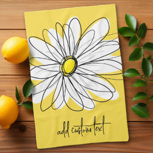 Whimsical Daisy Custom Text and can edit colour Kitchen Towel