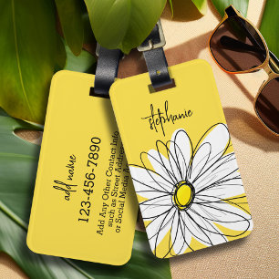 Whimsical Daisy Custom Text and can edit colour Luggage Tag