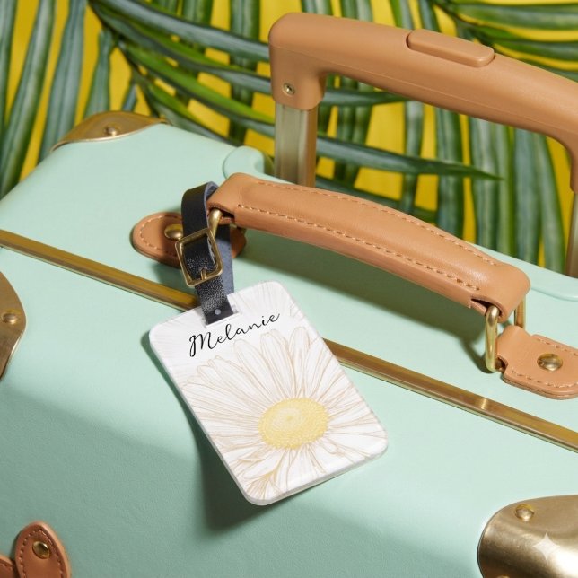 whimsical daisy custom text  luggage tag (Creator Uploaded)