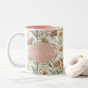 Whimsical Daisy Garden Aesthetic Custom Two-Tone Coffee Mug