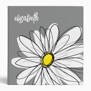 Whimsical Daisy - grey - trendy script name Binder