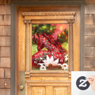 Whimsical Daisy Horse Laying in Field Abstract Art Window Cling