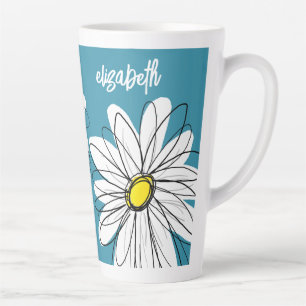 Whimsical Daisy - orchid - trendy script name Latte Mug