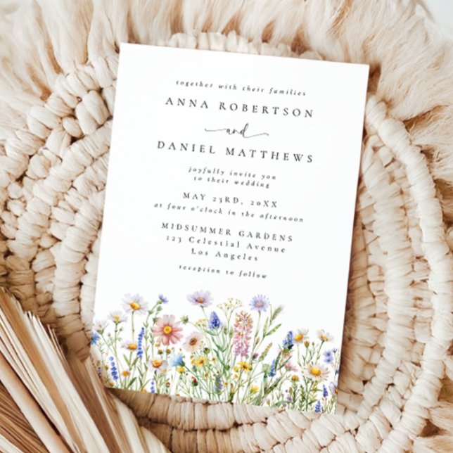 Whimsical Daisy Wildflower Wedding Invitation (Creator Uploaded)