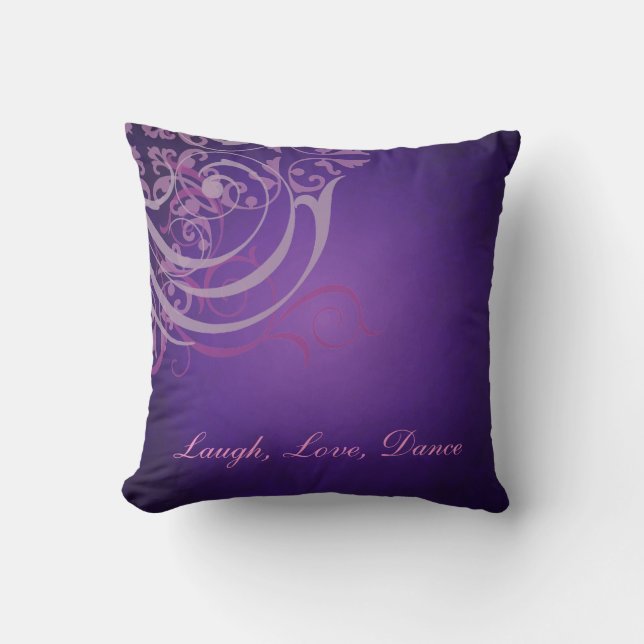 Whimsical Dance PInk Scroll Purple Mojo Pillow (Front)