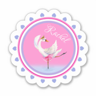 Whimsical dancing ballet swan pink personalized