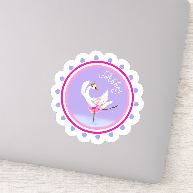 Whimsical dancing ballet swan purple personalized (Detail)