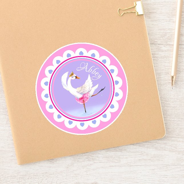 Whimsical dancing ballet swan purple personalized (Notebook)