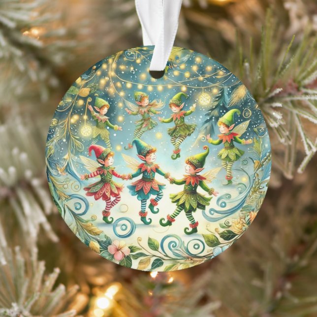 Whimsical Dancing Elves Ornament (Tree)
