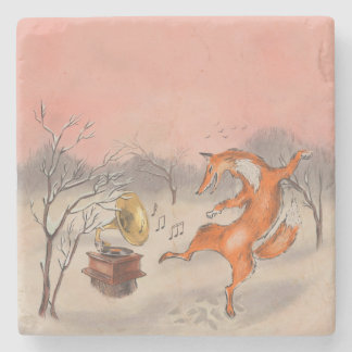Whimsical Dancing Fox  Nature Inspired Home Decor Stone Coaster