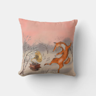 Whimsical Dancing Fox  Nature Inspired Home Decor Throw Pillow