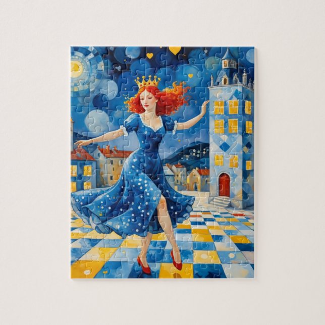Whimsical Dancing Lady With Red Hair Jigsaw Puzzle (Vertical)