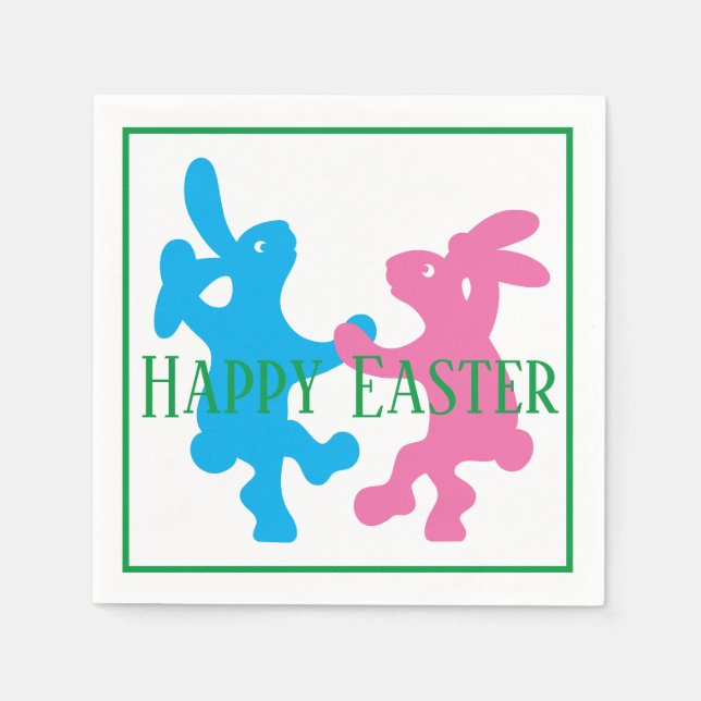 Whimsical Dancing Rabbits Napkin (Front)