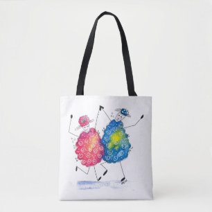 Whimsical Dancing Sheep Tote Bag