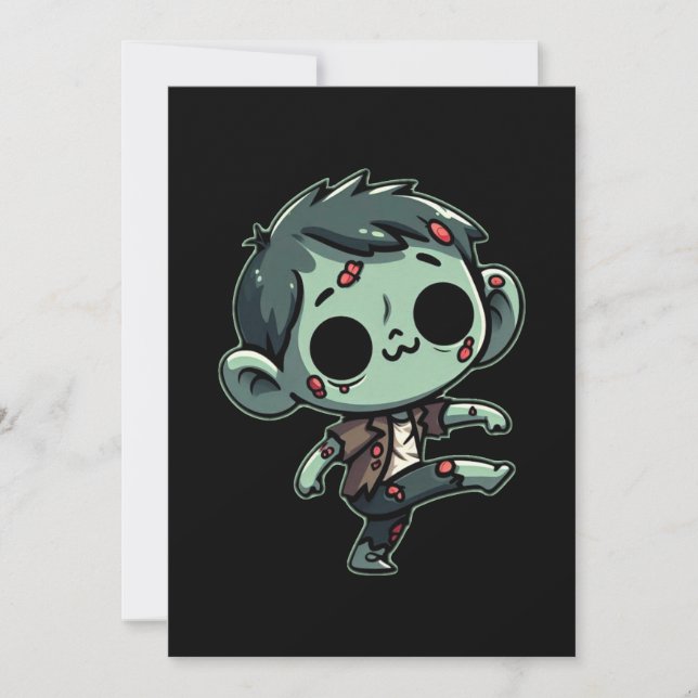 Whimsical Dancing Zombie - Halloween Undead Invitation (Front)