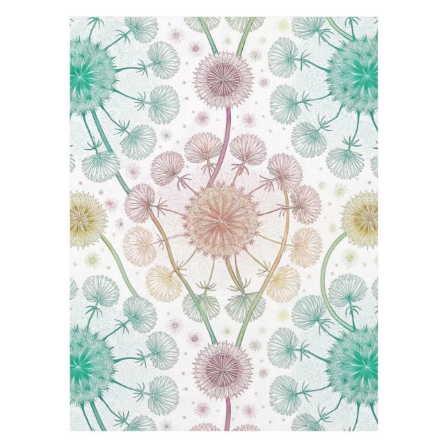 Whimsical Dandelion Breeze – Pastel Botanical Tablecloth (Front)