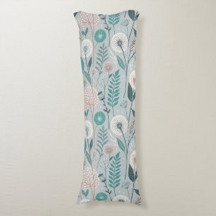 Whimsical Dandelion & Floral Folk Art Seamless (2) Body Pillow