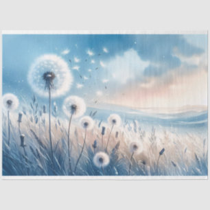 Whimsical Dandelion Fluff in the Wind Decoupage Tissue Paper