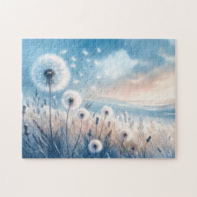 Whimsical Dandelion Fluff in the Wind Jigsaw Puzzle (Horizontal)