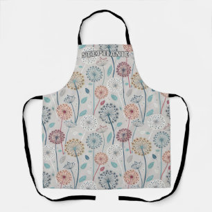 Whimsical Dandelion - Red, Yellow, White & Teal Apron