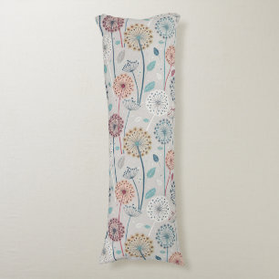 Whimsical Dandelion - Red, Yellow, White & Teal Body Pillow