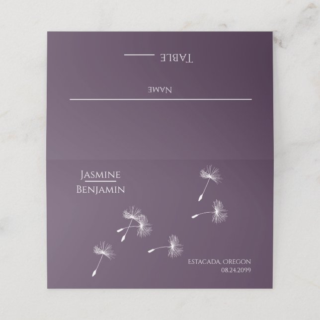 Whimsical Dandelion Wedding Place / Escort Card (Outside Unfolded)