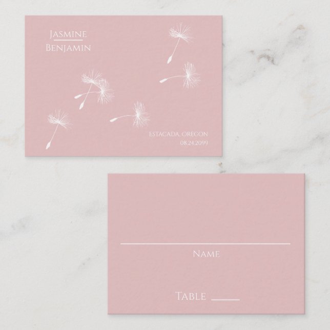 Whimsical Dandelion Wedding Place / Escort Card (Front/Back)