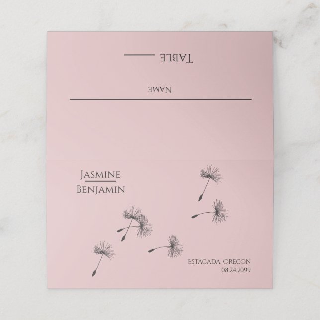 Whimsical Dandelion Wedding Place / Escort Card (Outside Unfolded)