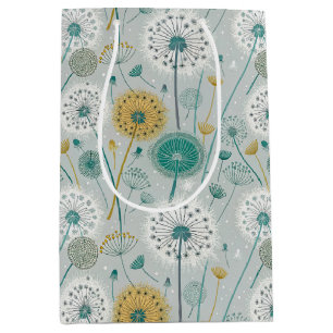 Whimsical Dandelion - Yellow, White & Teal Medium Gift Bag