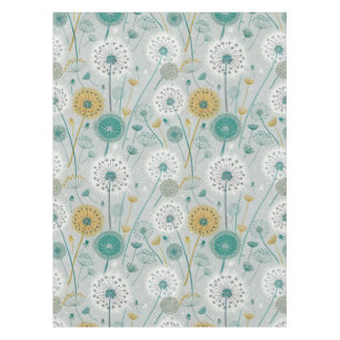 Whimsical Dandelion - Yellow, White & Teal Tablecloth