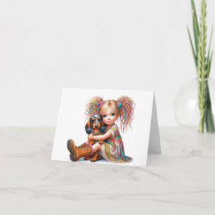 Whimsical Dapple Dachshund  Card