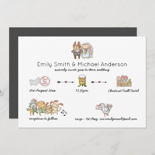 Whimsical Day of Wedding Timeline Planning Invite
