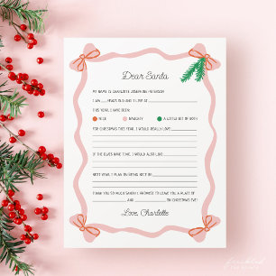 Whimsical Dear Santa Letter - Christmas Wish List