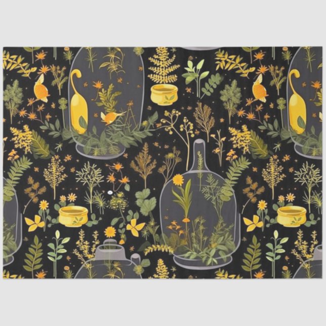 Whimsical Decoupage Tissue Paper Glass Terrariums (Front)