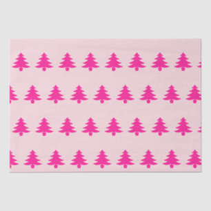 Whimsical Deep Pink Christmas Trees on Pale Pink Tissue Paper