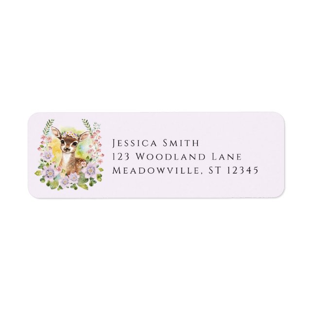 Whimsical Deer Baby Shower Return Address Labels (Front)