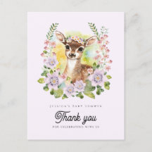 Whimsical Deer  Baby Shower Thank You Postcard