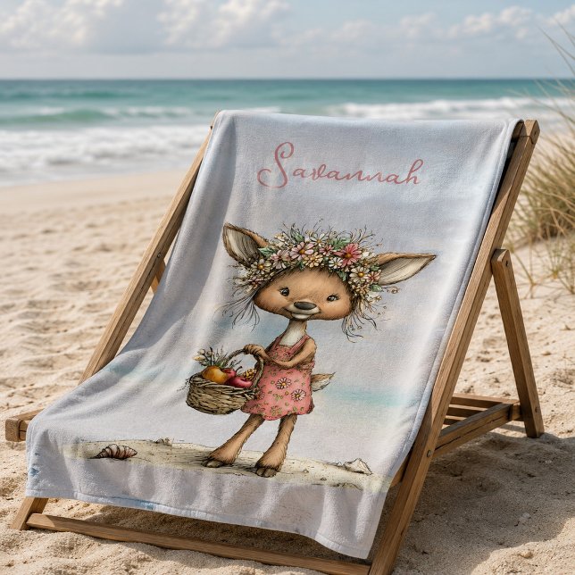 Whimsical Deer Beach Scene Personal Towel (Creator Uploaded)