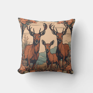 Whimsical Deer Grazing D1 Throw Pillow