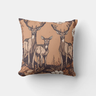 Whimsical Deer Grazing D3 Throw Pillow