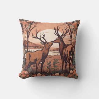 Whimsical Deer Grazing D4 Throw Pillow