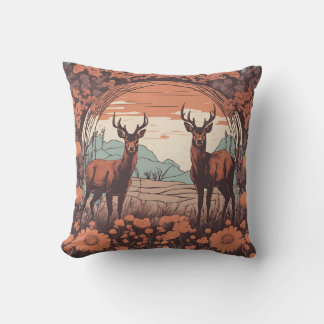 Whimsical Deer Grazing D7 Throw Pillow